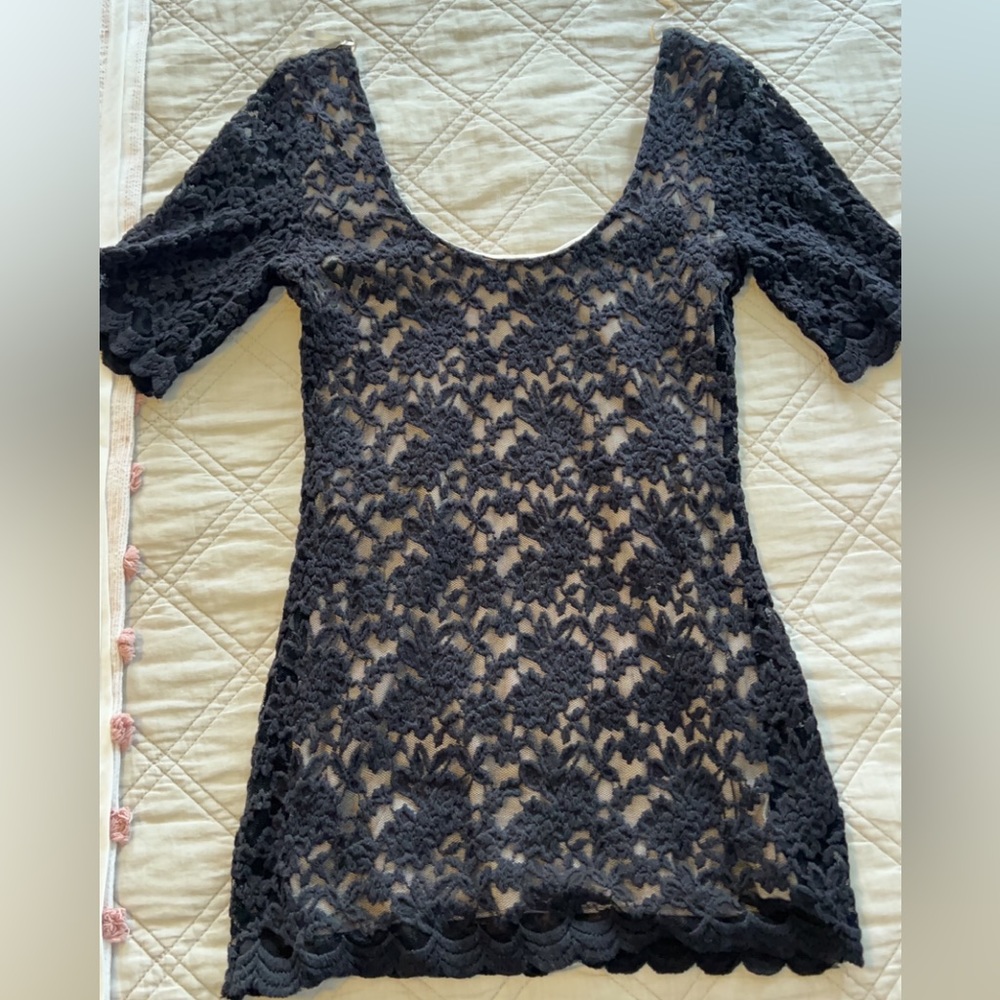 Black scoop neck blouse